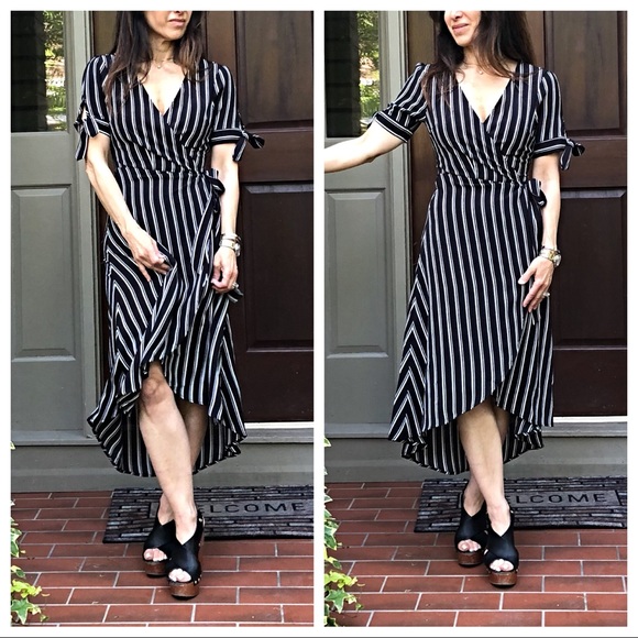 ✨LAST ONE✨Striped high low chic wrap dress - Picture 8 of 8